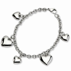 At Golden Star Jewelers - Stainless Steel multi heart bracelet 8in